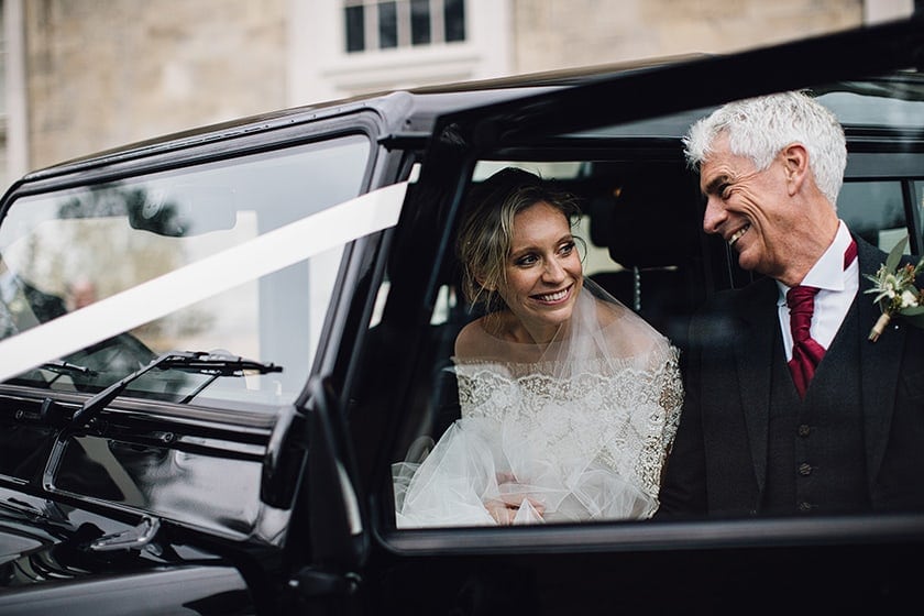 wedding day land rover defender