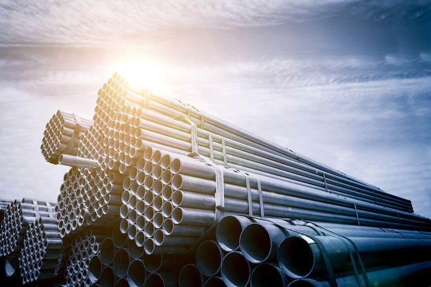 Large steel factory pipes