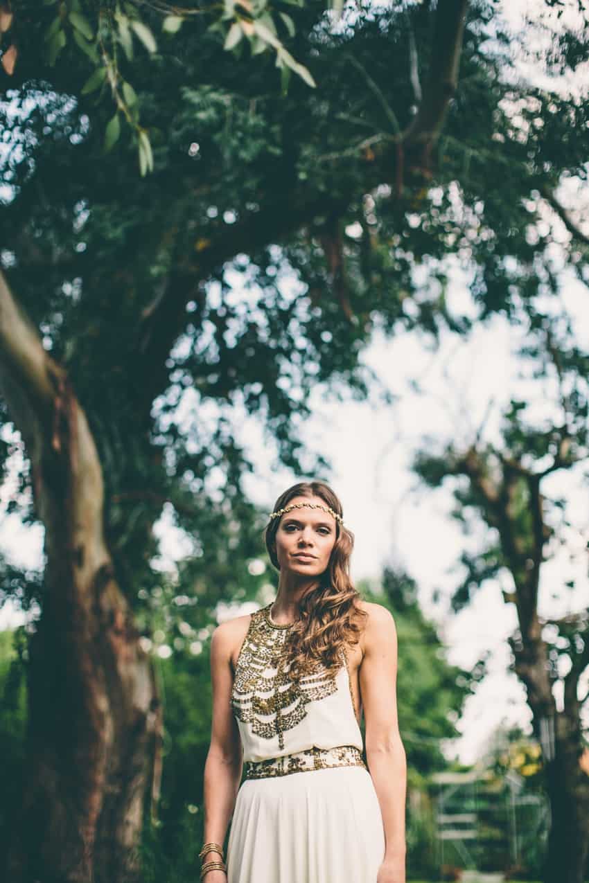 Bride with necklace detail and hair band