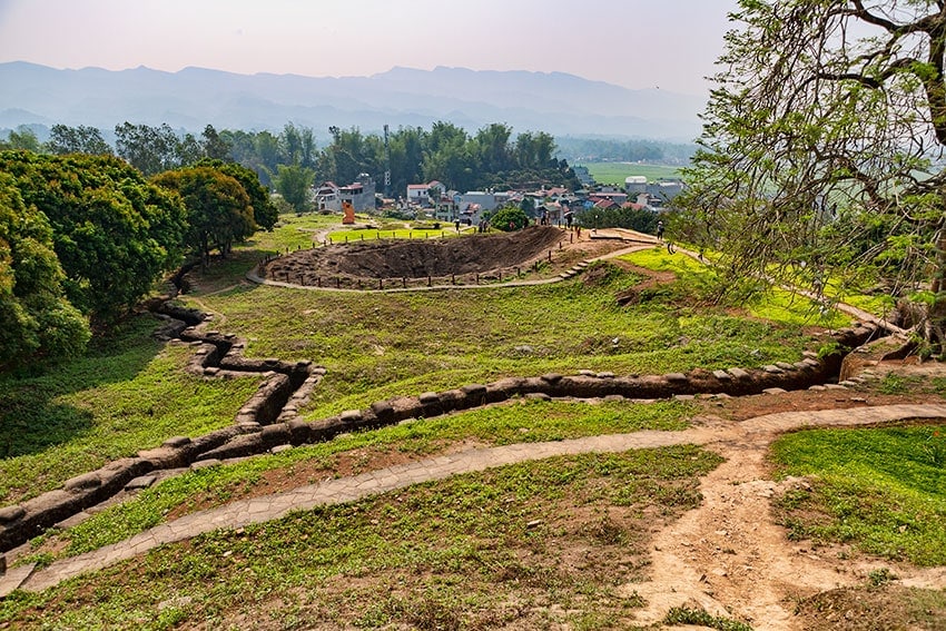 Trenches and a bomb crater