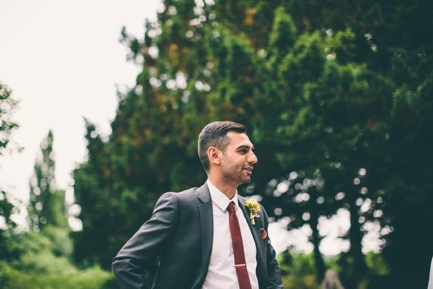 Wedding usher outside the church