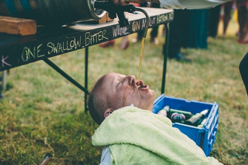 Drinking straight from the keg of beer