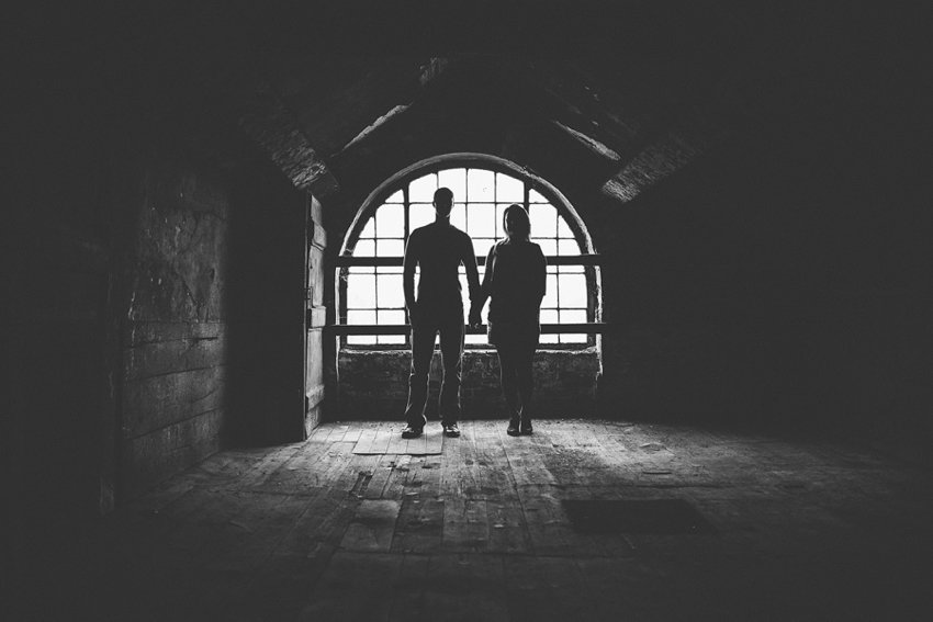 Black and white engagement shoot