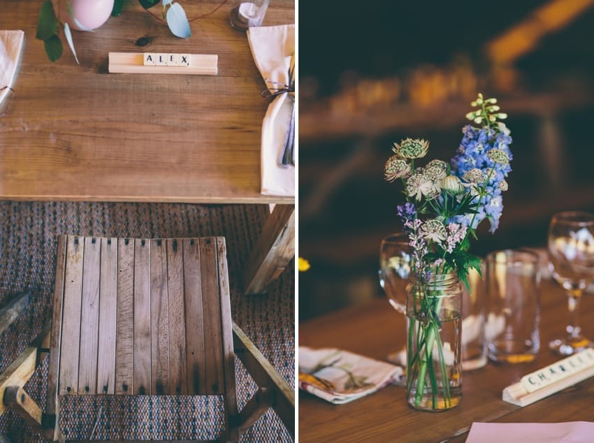 Table flowers in a tipi