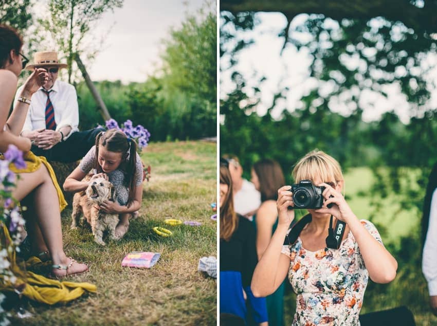 Wedding guests taking pictures