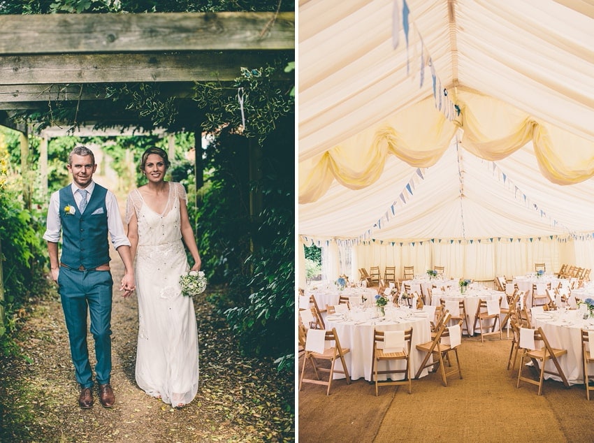 Bride and groom in surrey garden