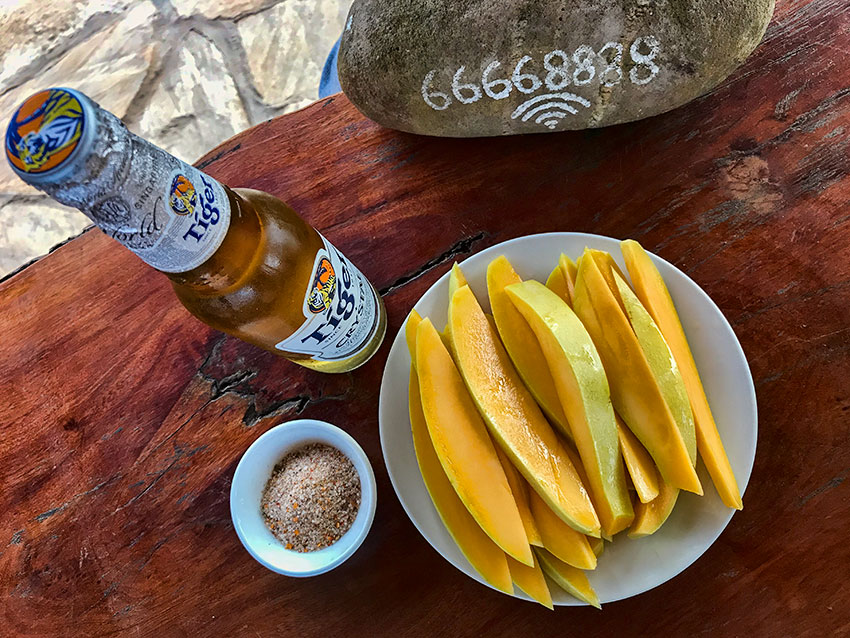 Afternoon snack - Mango with Tiger Beer