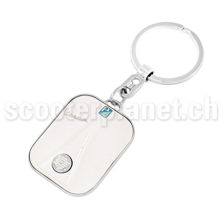 VESPA FORME - Schlüsselanhänger Beinschild Vespa Weiss in schöner Blech-Box