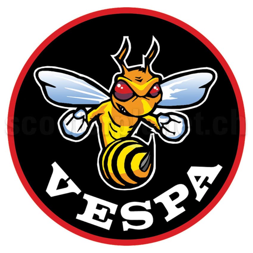 SCOOTERPRODUCTS - Kleber Wespe und Vespa Schriftzug, rund mittel