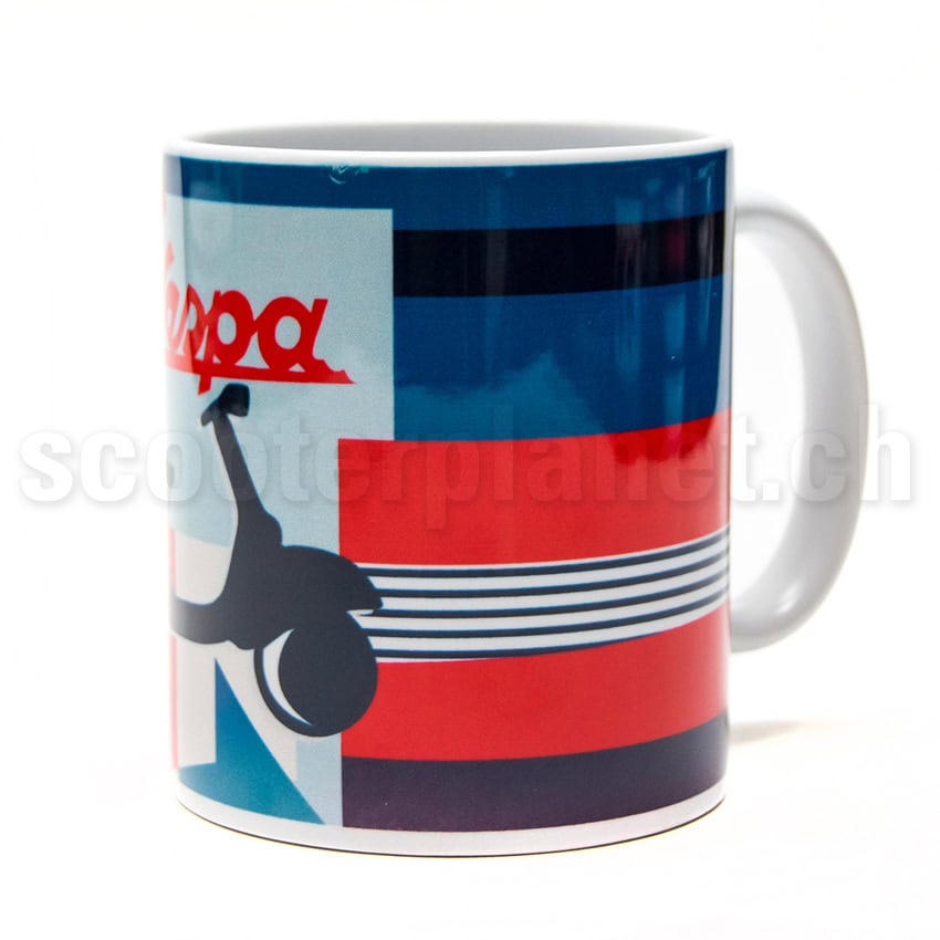 VESPA FORME - Tasse mit Vespa Servizio Rot/Blau mit Schriftzug und Vespa