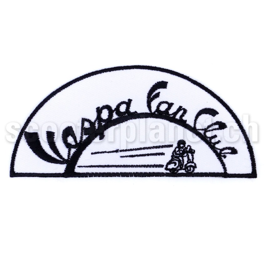 Aufnäher "Vespa Fan Club" Klein, mit Vespa-Männchen Weiss