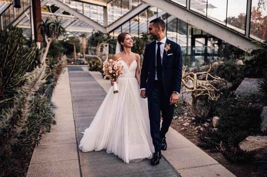 Bride and Groom Princess of Wales Conservatory Kew Gardens