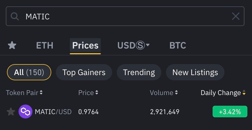 Binance trading pairs