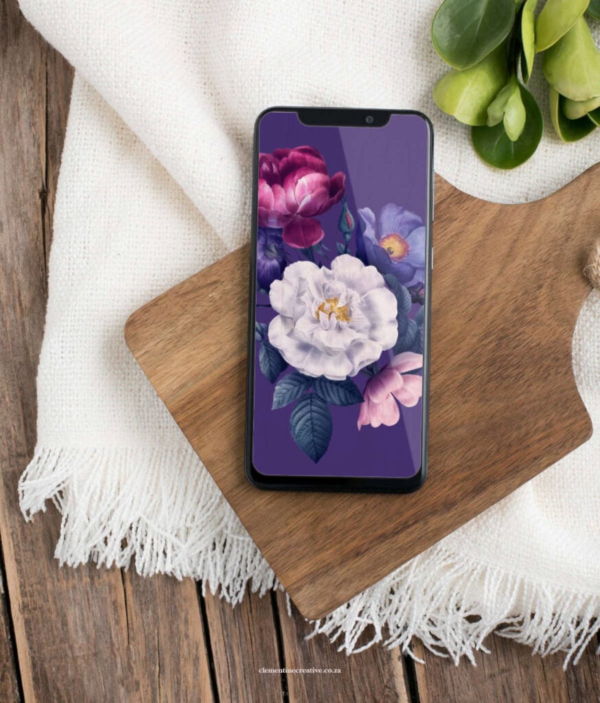vintage purple flowers iphone wallpaper
