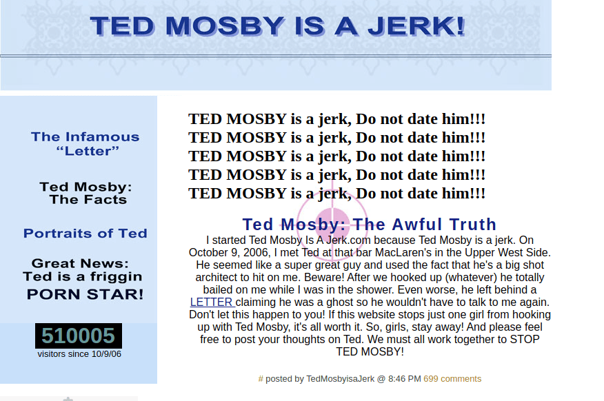 How I Met Your Mother Dizisinde Geçen Web Siteler ted mosby