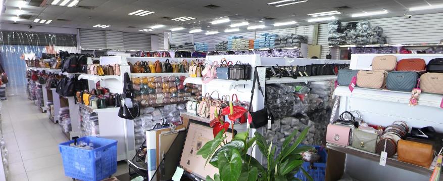 One of the booth in Yiwu bag market
