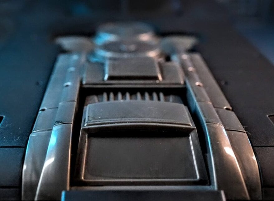 Overhead view of the DC Multiverse Rebirth Batmobile showing canopy design.