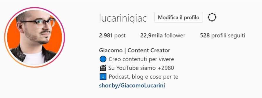 scrittura instagram bio