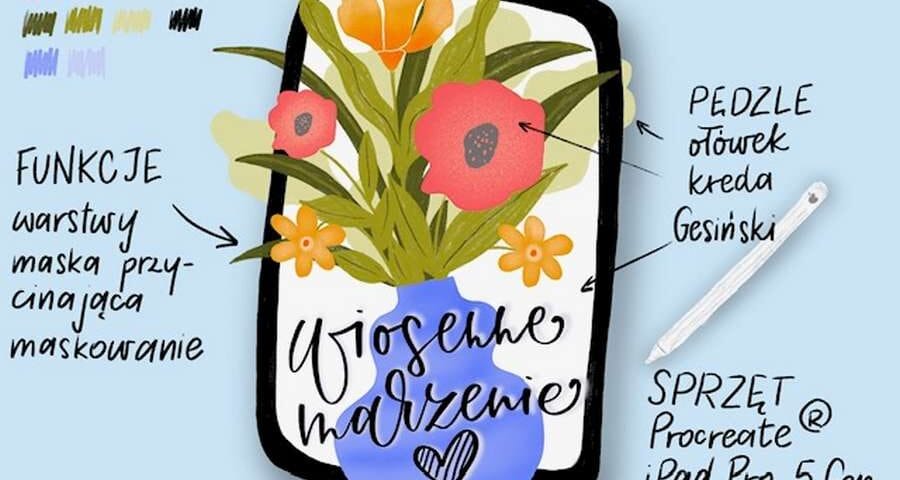 Projekt Procreate bukiet kwiatów