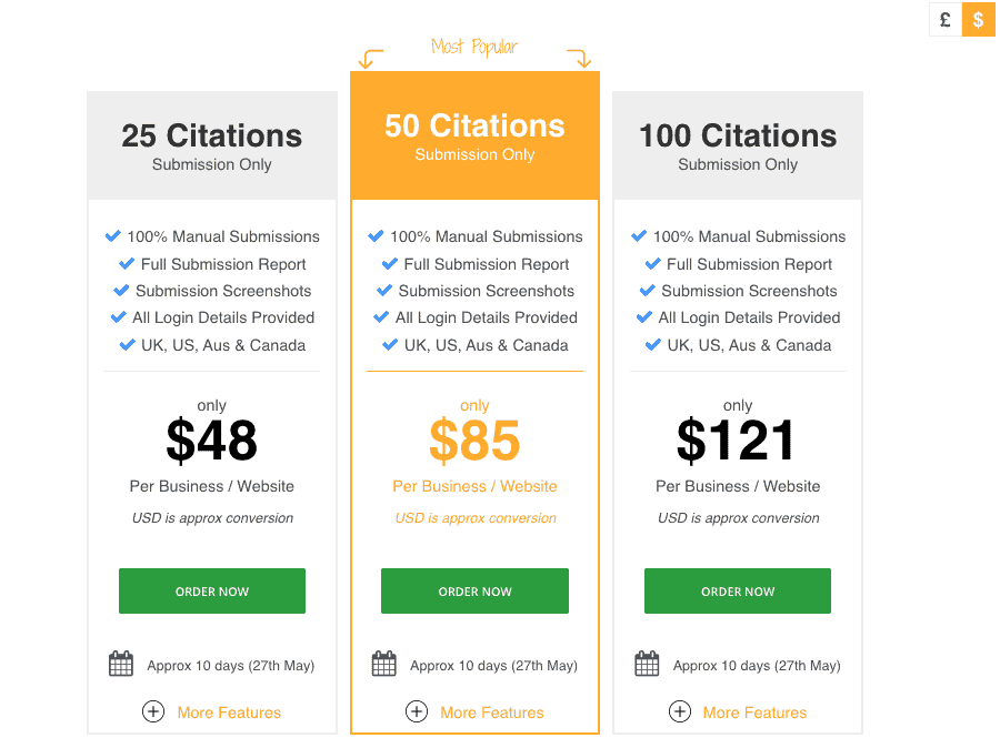 Local Business NAP Citation Pricing