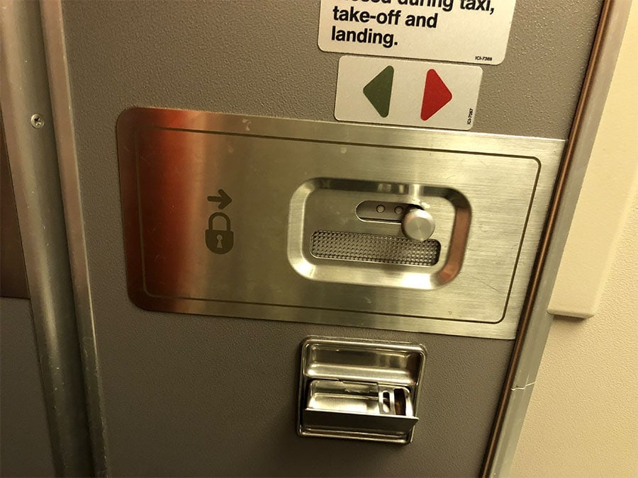 Airplane door with ashtray