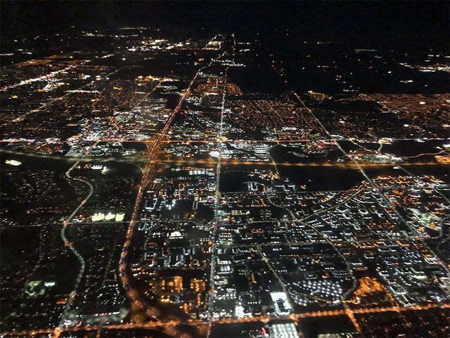 Toronto from the sky at night