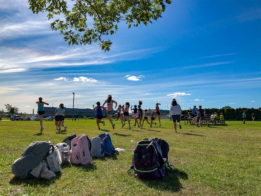 Kids warming up for a race