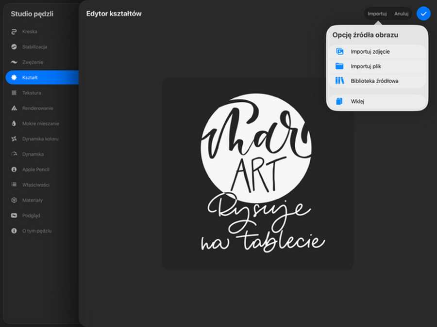 pedzle i stemple w Procreate