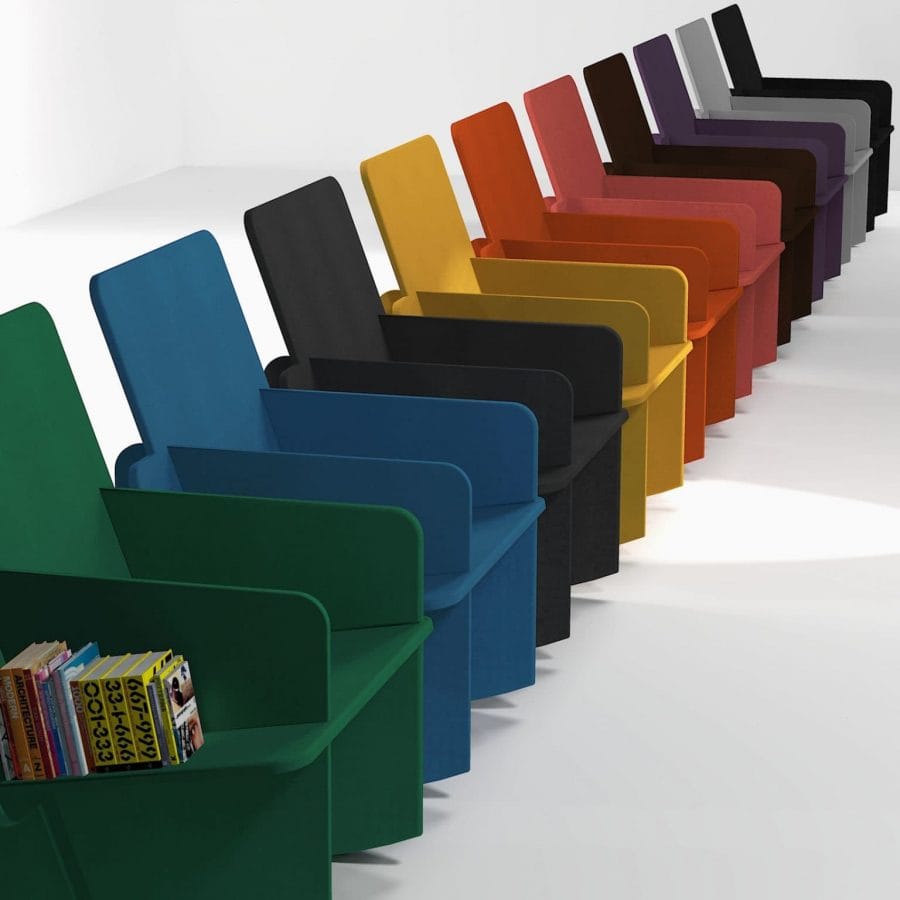 Colorful armchairs in Valchromat