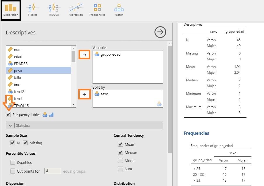Tablas de frecuencias con JAMOVI