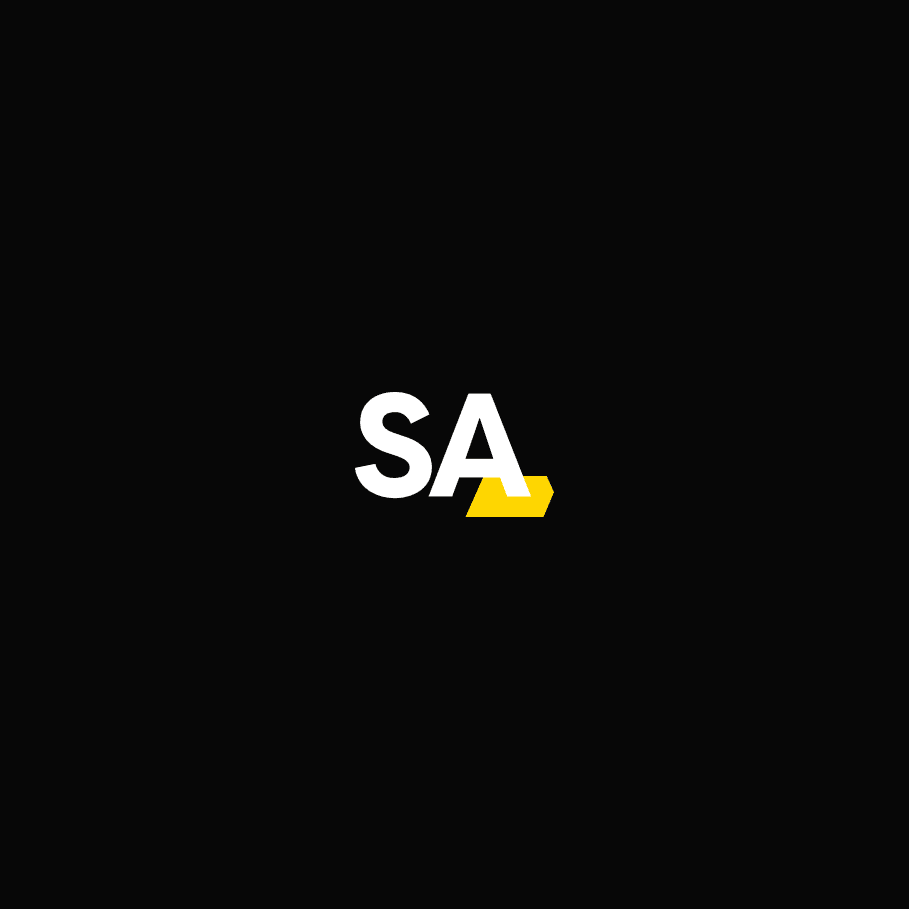 projekt logo sygnet Nowe logo Startup Academy (favicon): uproszczona żółta kreska reprezentująca element identyfikacji wizualnej na przezroczystym tle.