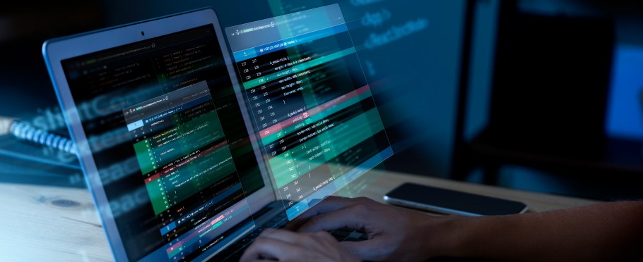 programming background with person working with codes computer 1