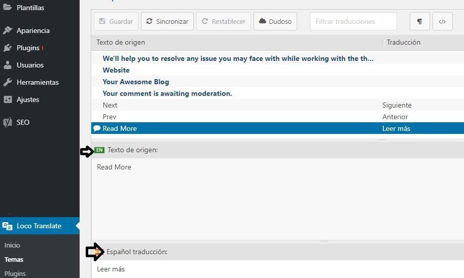 Loco Translate Plugin de traducción