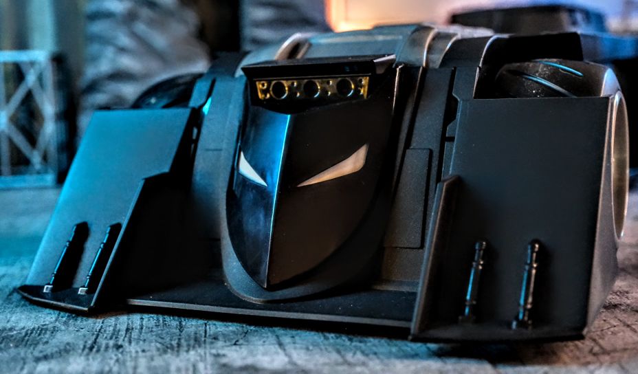 Front view of the DC Multiverse Rebirth Batmobile with iconic design.