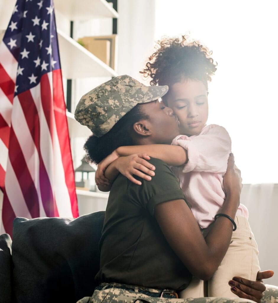 Female Military Service Member with Daughter