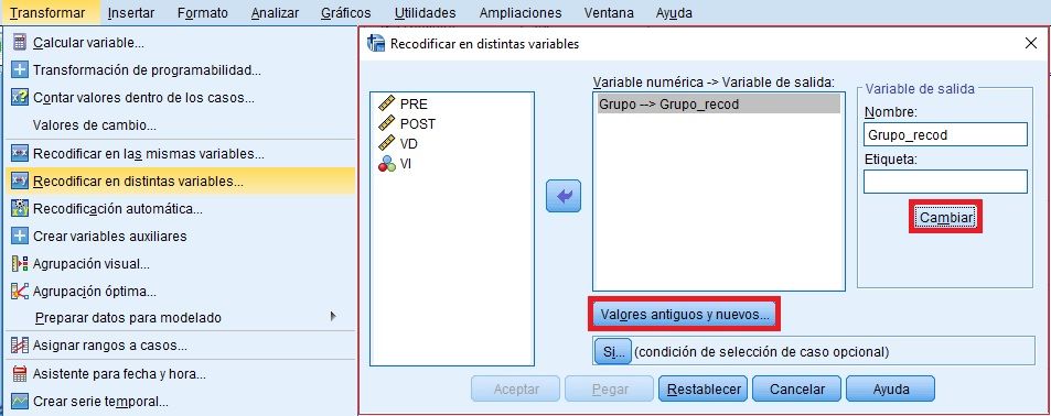 Recodificar variables en SPSS