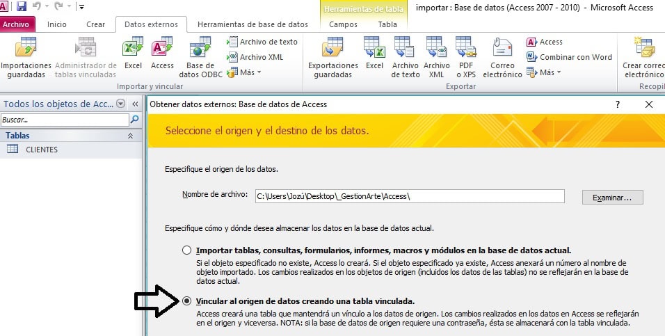 Access vincular objetos