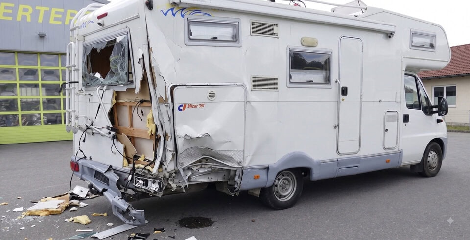 Wohnmobil mit Unfallschaden - KI generiert