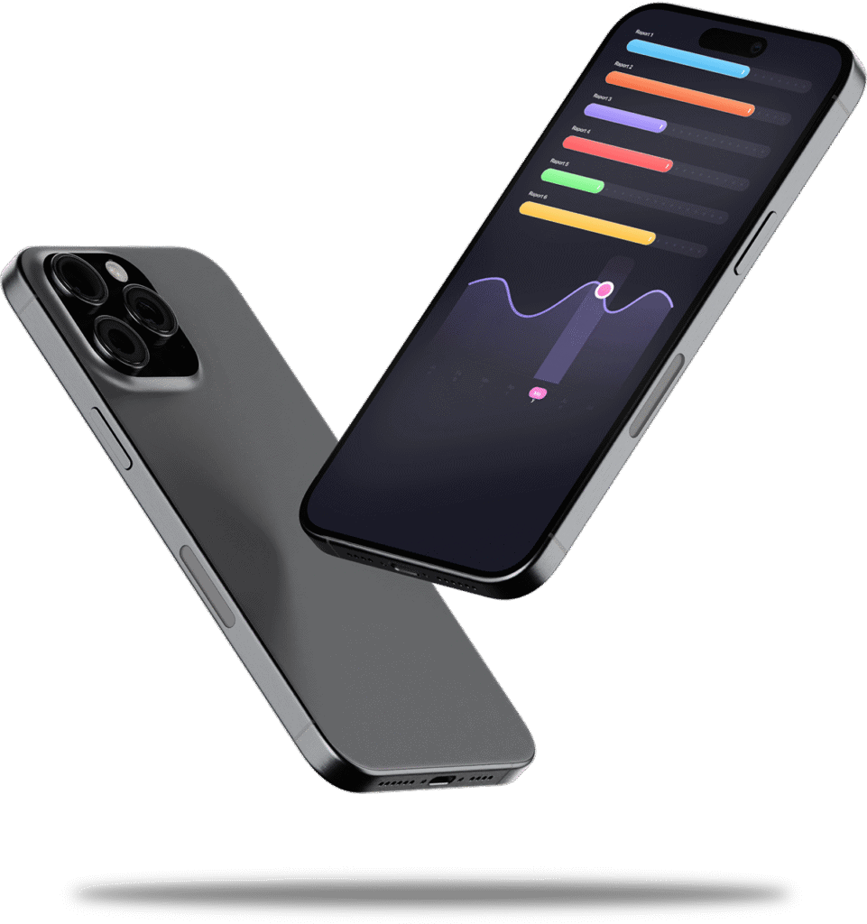 Mobilny mockup: czarny smartfon na ciemnym tle pokazujący interaktywny wykres liniowy i paski Mobilny mockup: czarny smartfon na ciemnym tle pokazujący interaktywny wykres liniowy i paski
