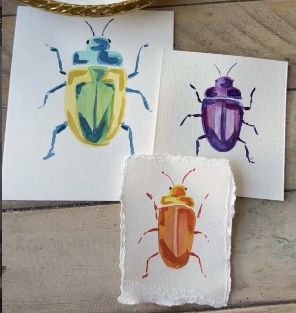 how to paint watercolor bugs