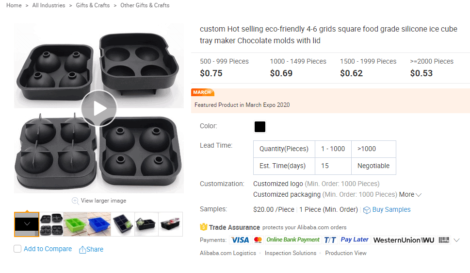Alibaba supplier search dashboard — B2B marketplace for sourcing from China