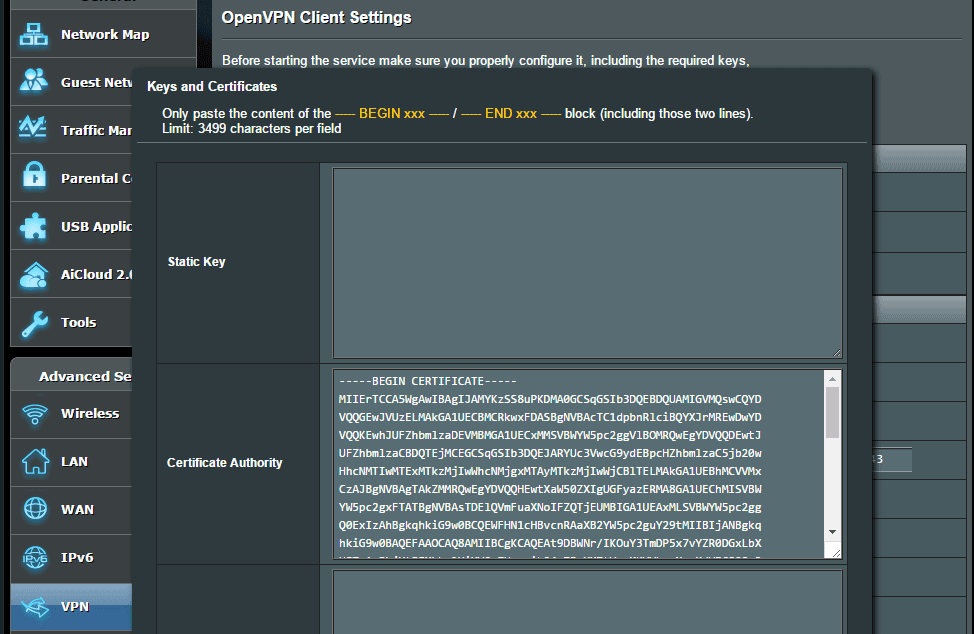 Manually paste CA .crt certificate