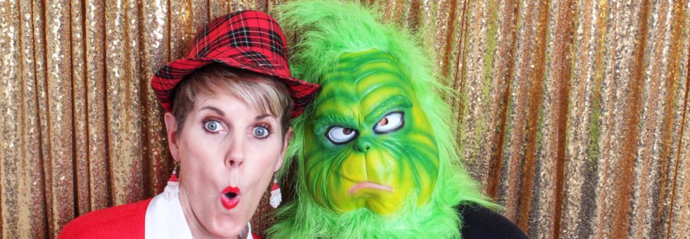 Christmas photo booth with the grinch