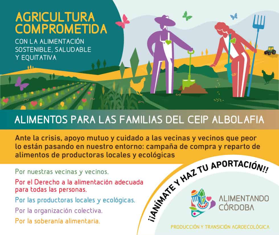 Cartel de Alimentos para las familias del CEIP Albolafia