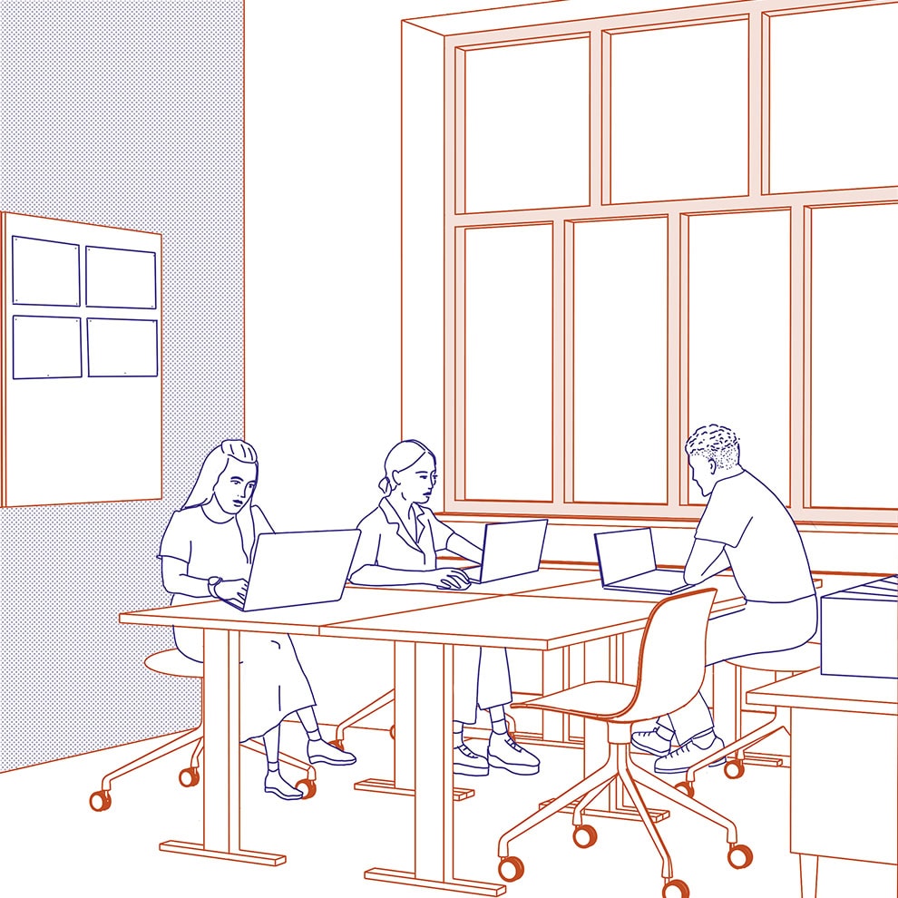 Büro, Innenarchitektur, Architekturbüro, Piktogramm, Grafik, Umbau, Illustration, Office,