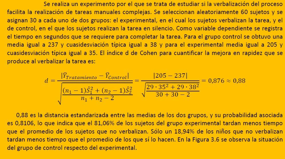 ejemplo cálculo manual del tamaño del efecto