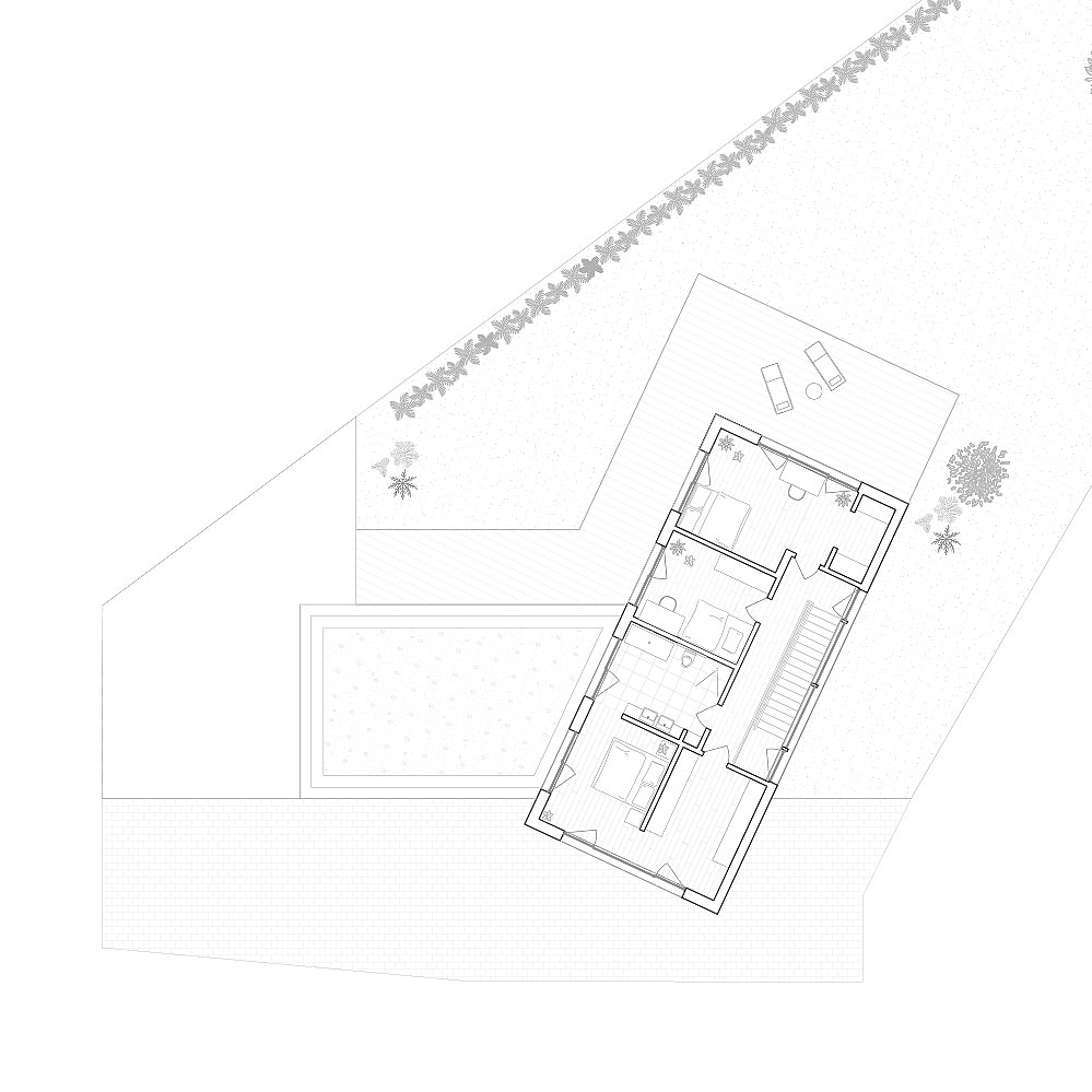 Holzbau, Architektur, Nachhaltigkeit, Bauen, Neubau, Einfamilienhaus, Grundriss, Obergeschoss, Planzeichnung, Planung