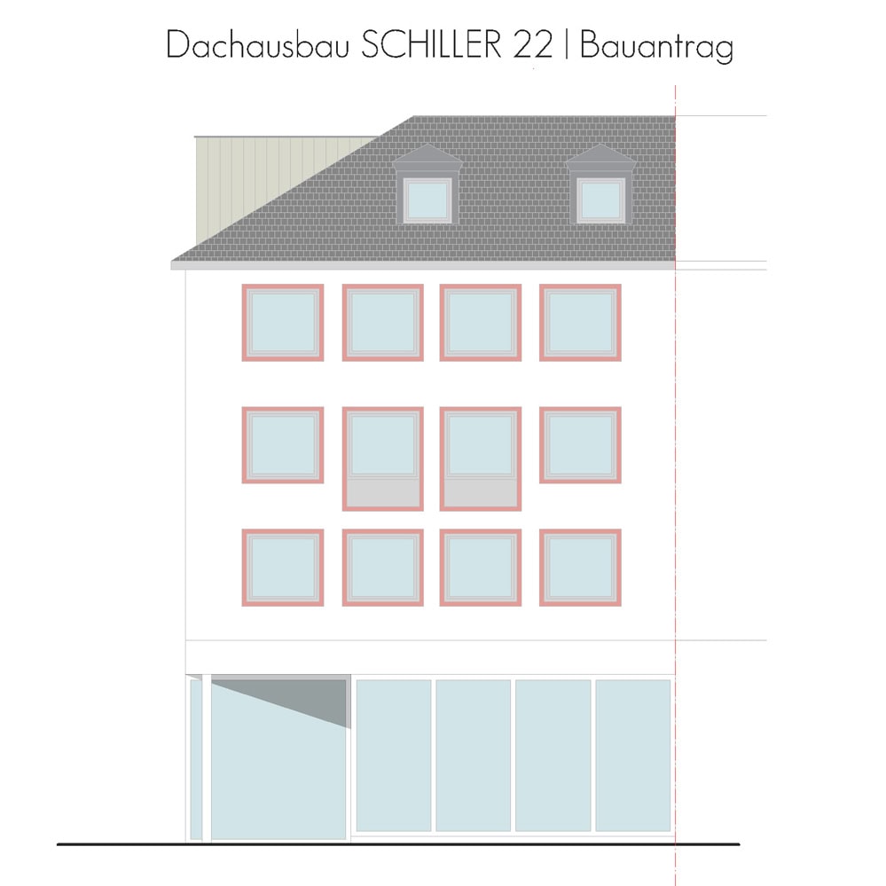Holzbau, Architektur, Nachhaltigkeit, Bauen, Umbau, Sanierung, Zeichnung, Ansicht