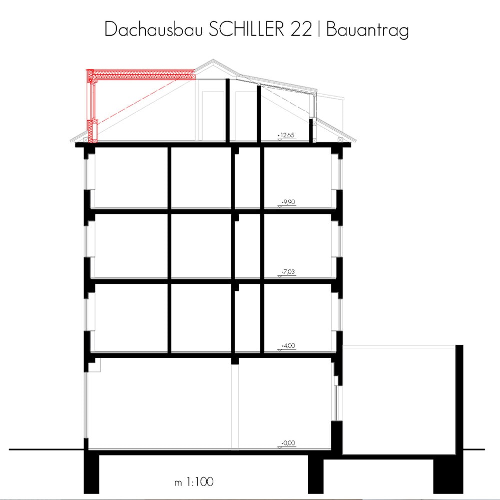 Holzbau, Architektur, Nachhaltigkeit, Bauen, Umbau, Sanierung, Schnitt, Planzeichnung, Planung