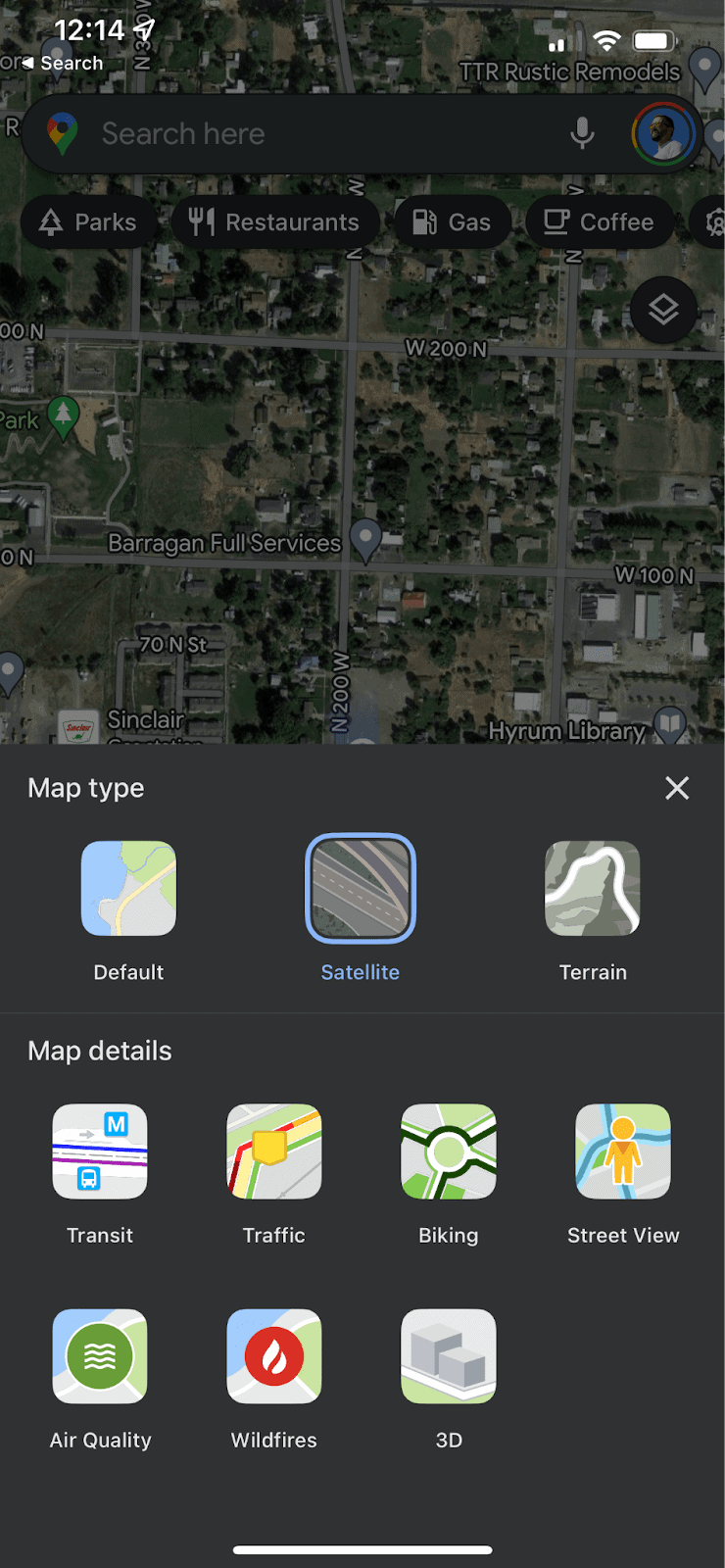 Google Maps satellite view